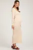 Cream Rib Knit Long Sleeve Maternity Maxi Dress sold by Pinkblush
