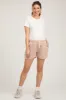 Beige Vintage Wash Maternity Drawstring Shorts sold by Pinkblush
