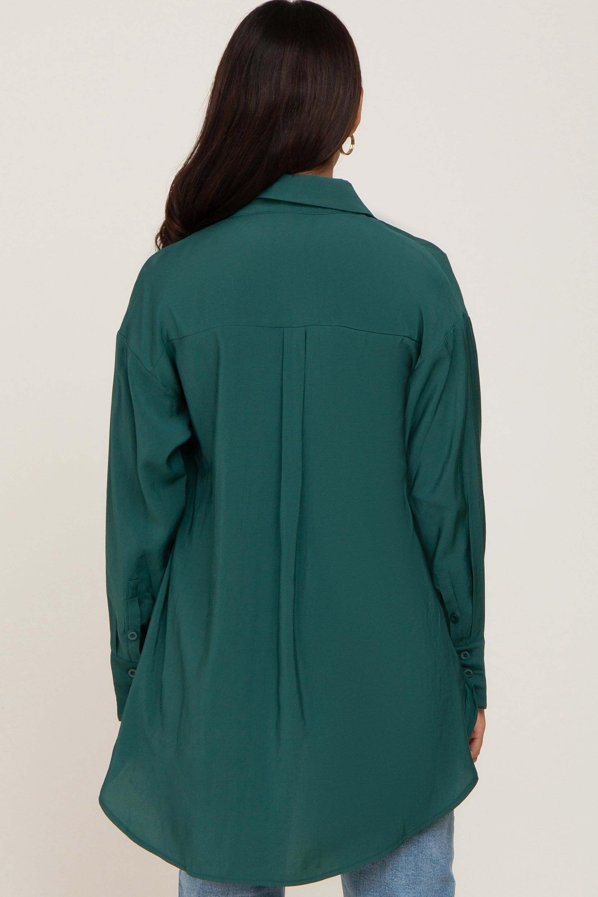 Olive Oversized Maternity Button Down Blouse sold by Pinkblush product image thumbnail 3