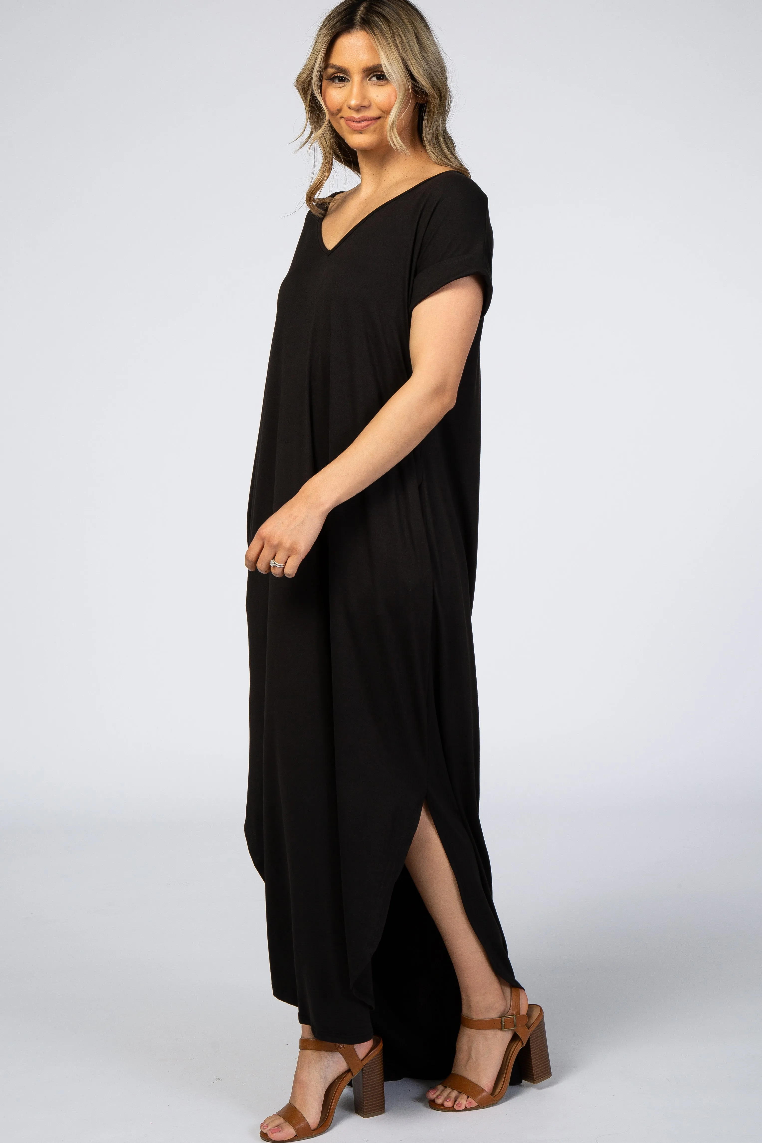 Black Side Slit Maxi Dress sold by Pinkblush product image thumbnail 2