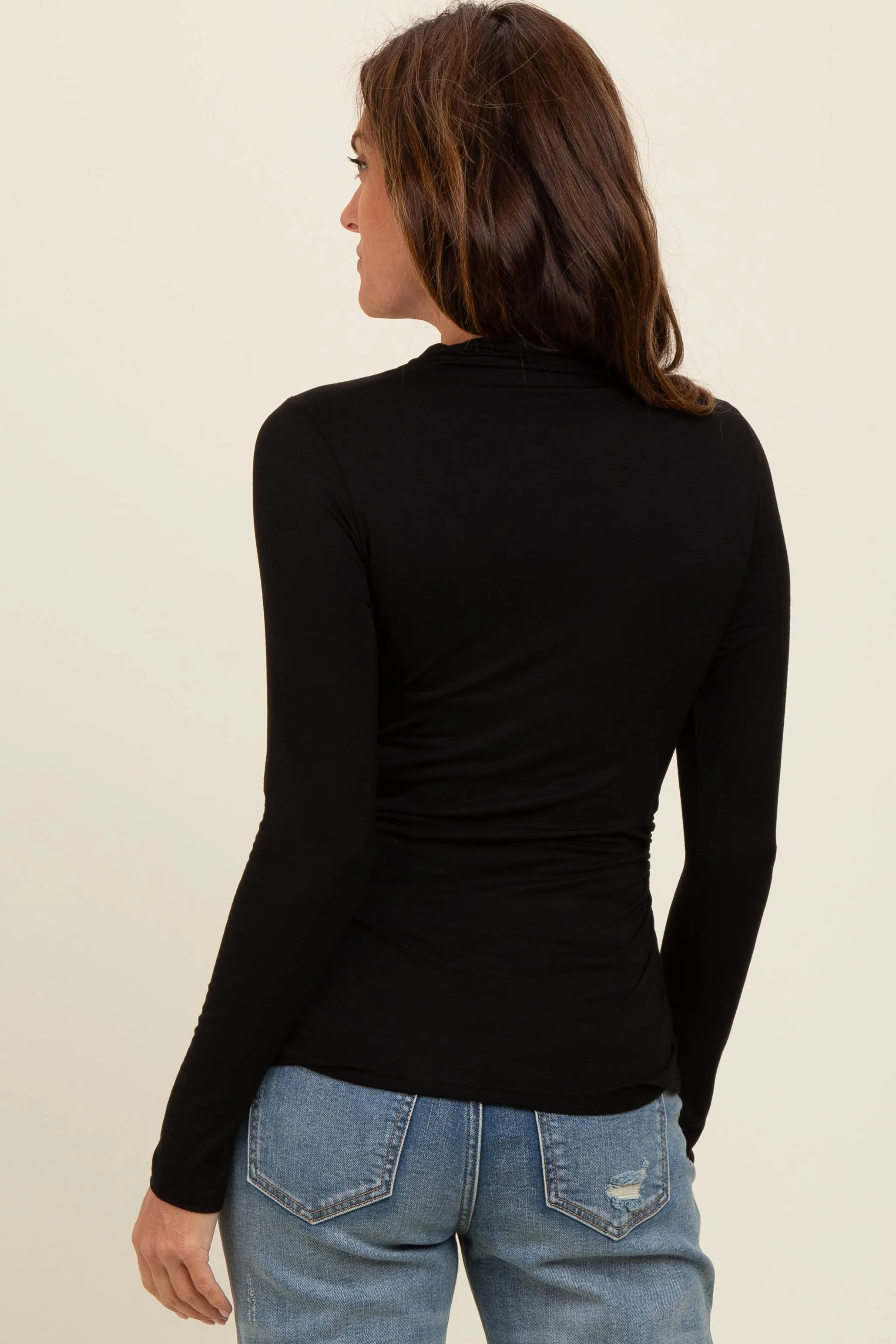 Black Mock Neck Long Sleeve Top sold by Pinkblush product image thumbnail 4