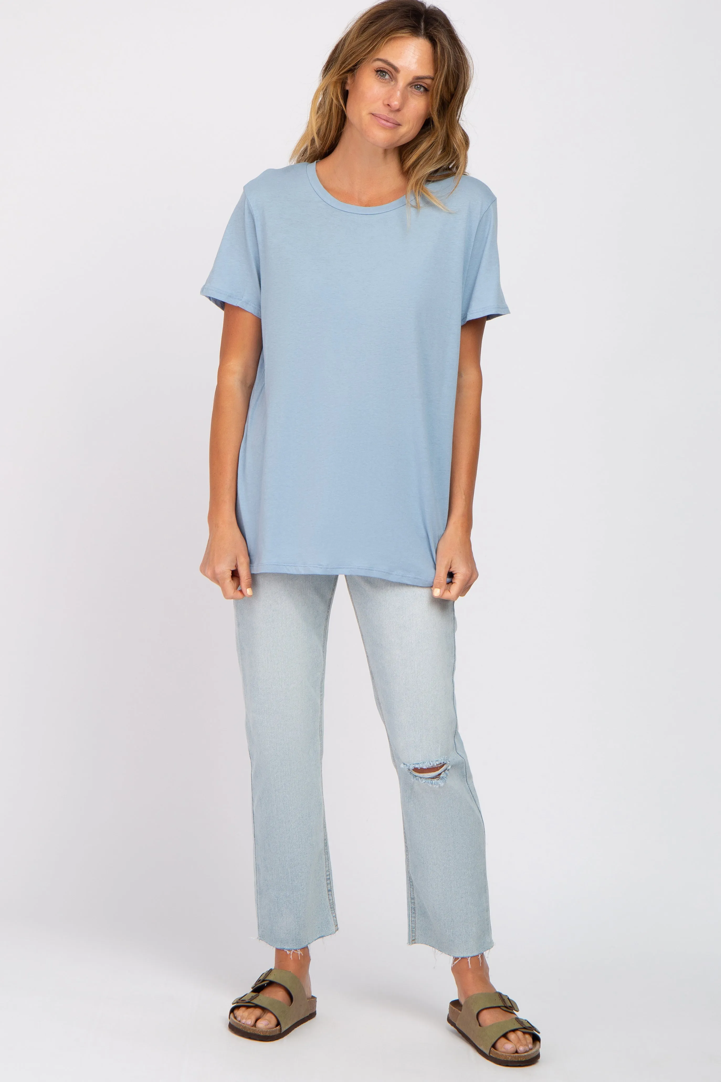 Slate Blue Oversized Short Sleeve Top sold by Pinkblush product image thumbnail 4
