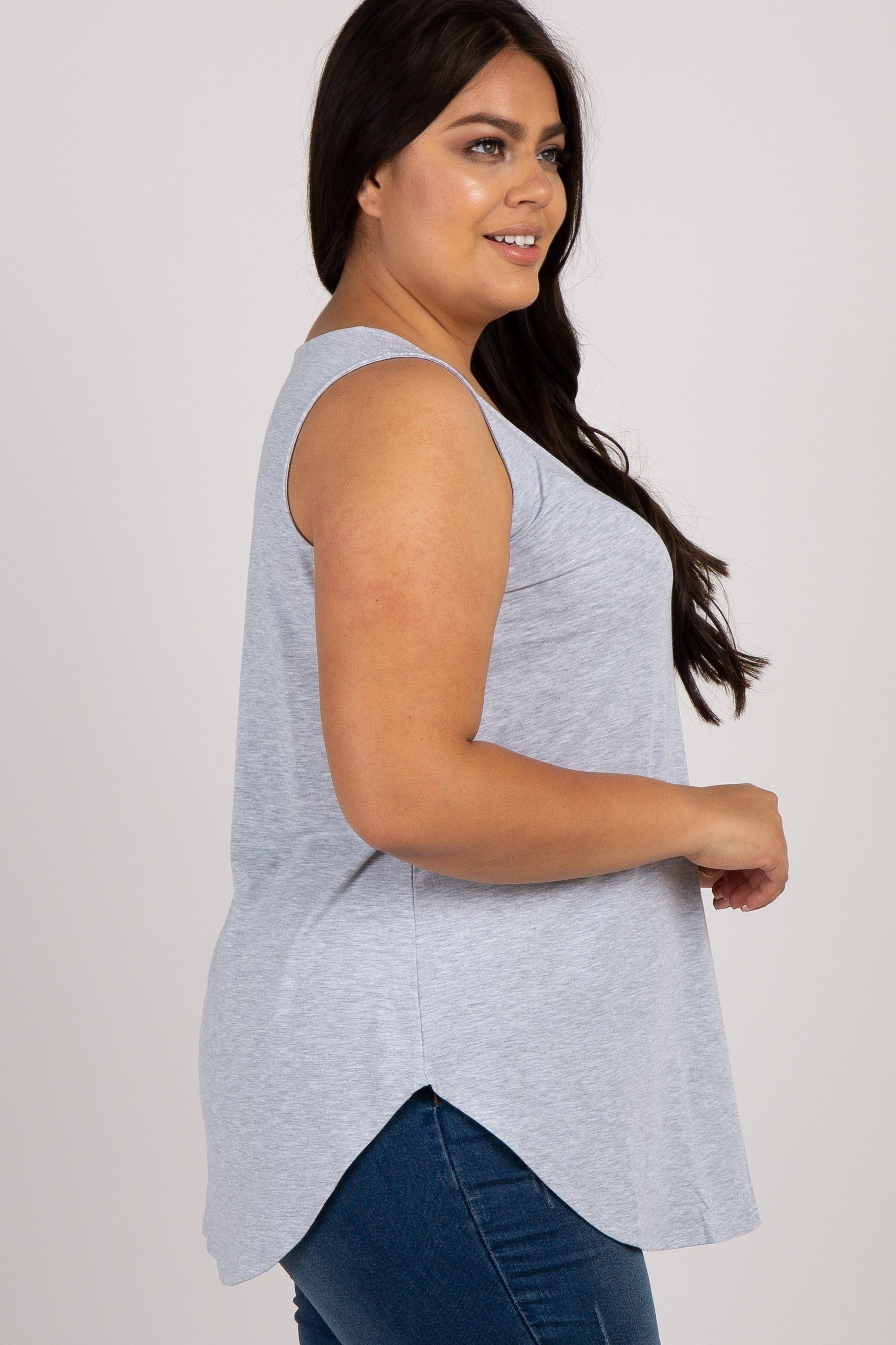Heather Grey Basic Sleeveless Plus Top sold by Pinkblush product image thumbnail 2