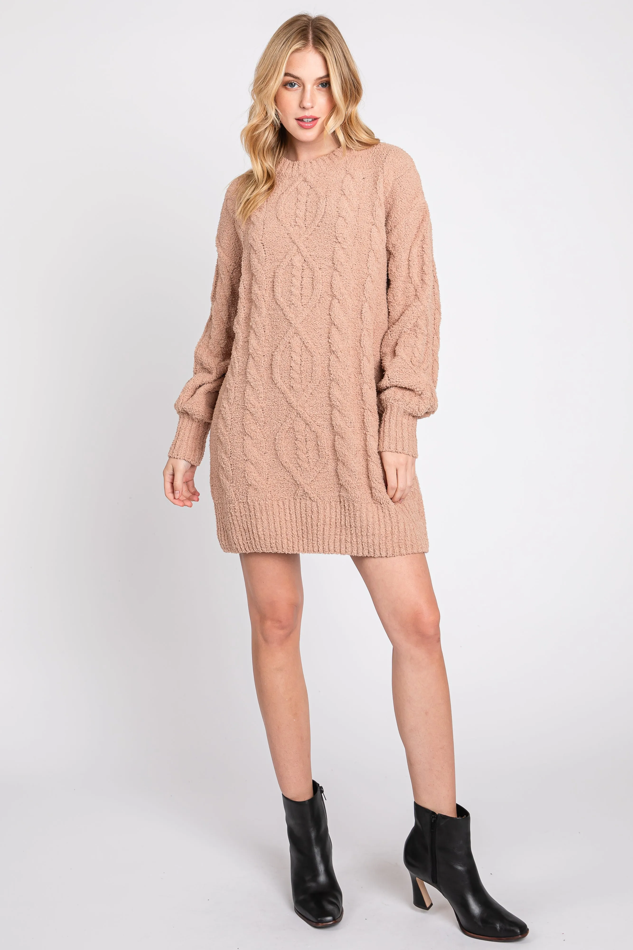 Camel Soft Knit Sweater Dress sold by Pinkblush