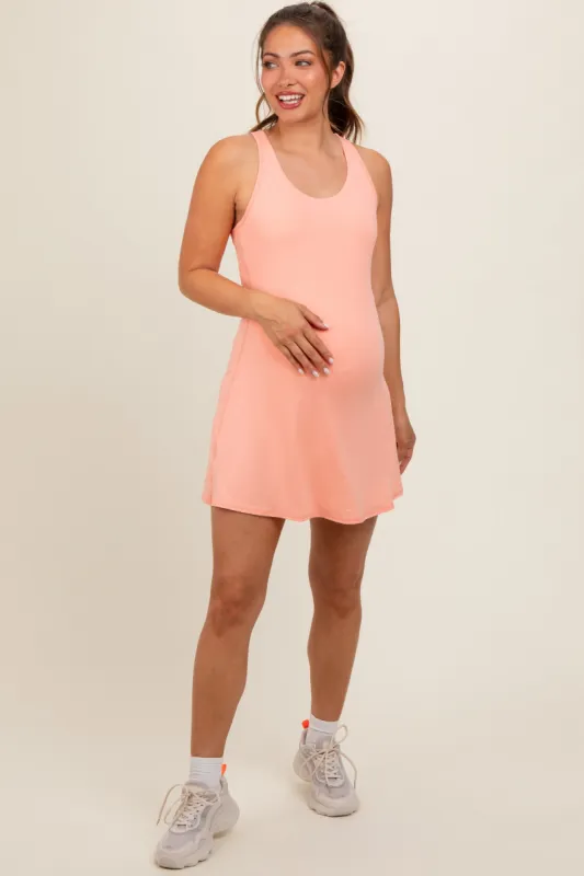 Peach Tennis Racerback Maternity Romper Dress sold by Pinkblush