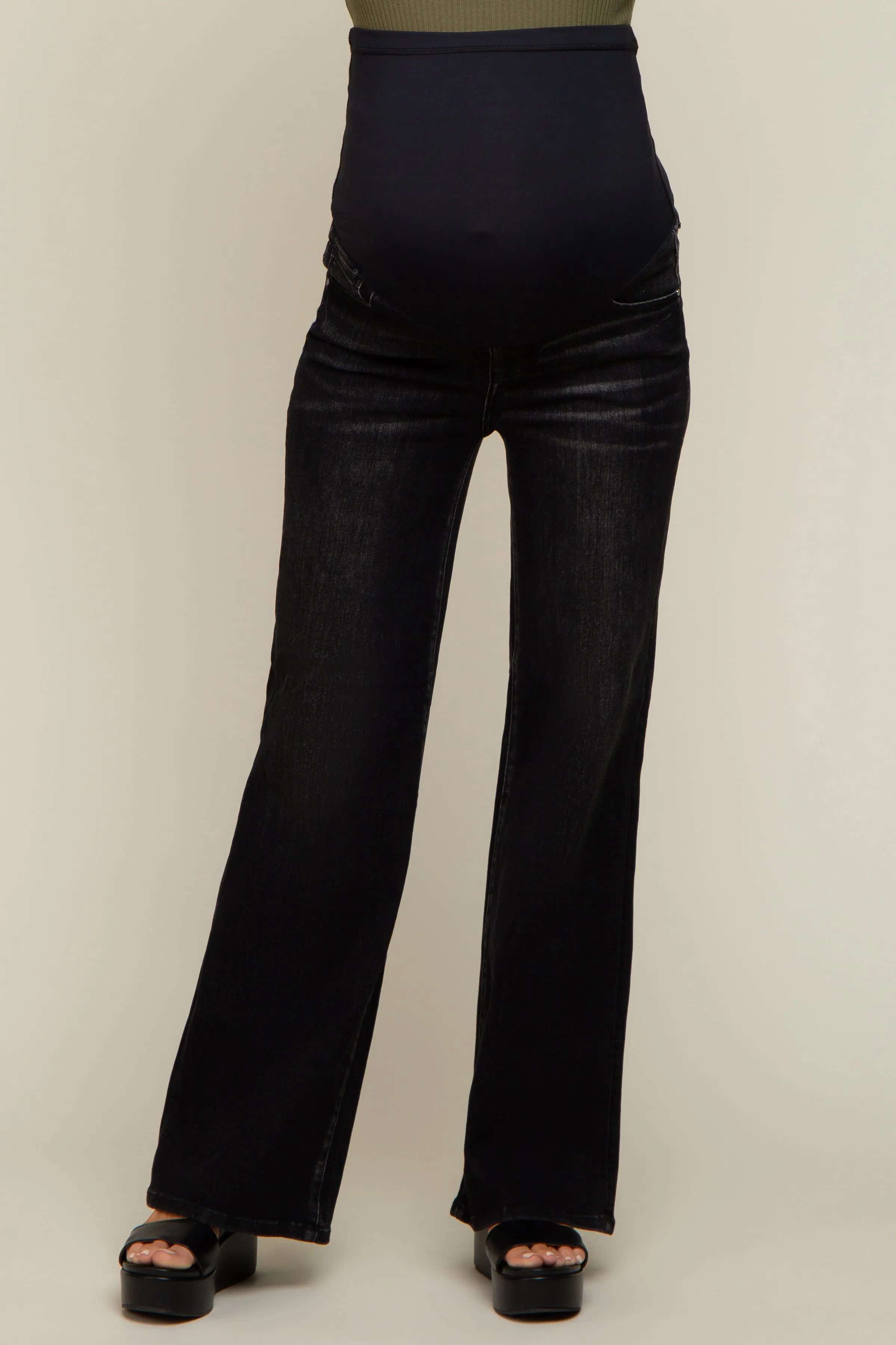 Black Faded Flare Leg Maternity Jeans sold by Pinkblush product image thumbnail 2