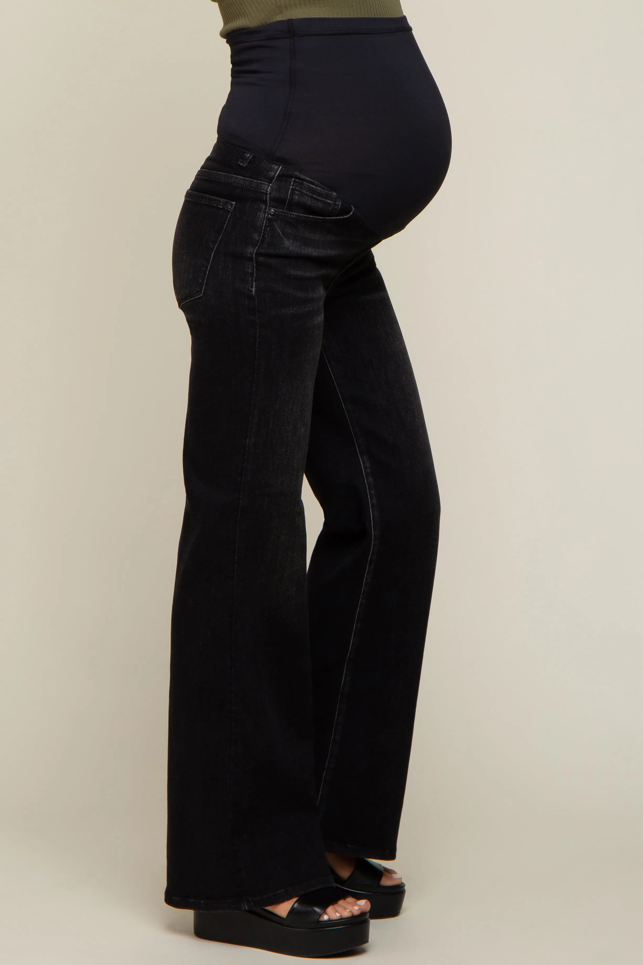 Black Faded Flare Leg Maternity Jeans sold by Pinkblush product image thumbnail 3