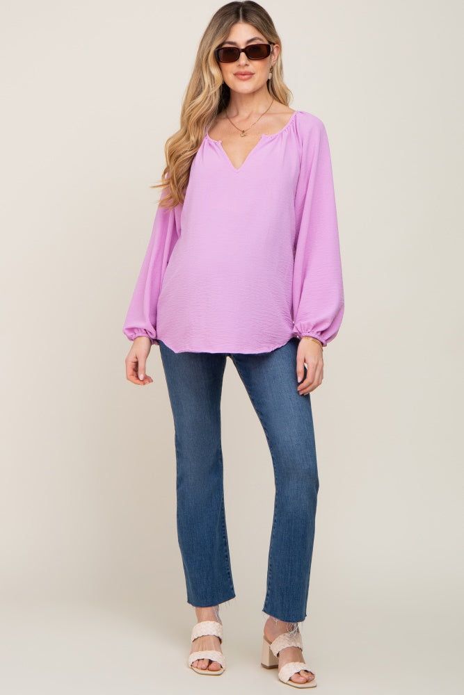 Lavender Long Puff Sleeve Maternity Blouse sold by Pinkblush product image thumbnail 5
