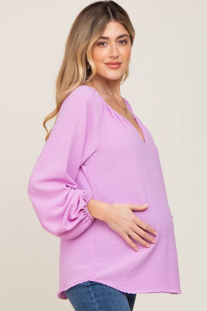 Lavender Long Puff Sleeve Maternity Blouse sold by Pinkblush product image thumbnail 2