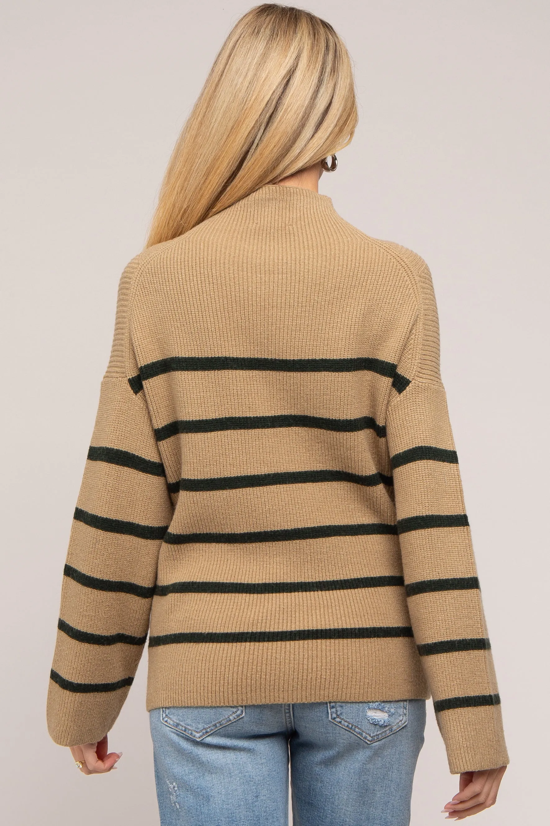 Olive Striped Mock Neck Maternity Sweater sold by Pinkblush product image thumbnail 3