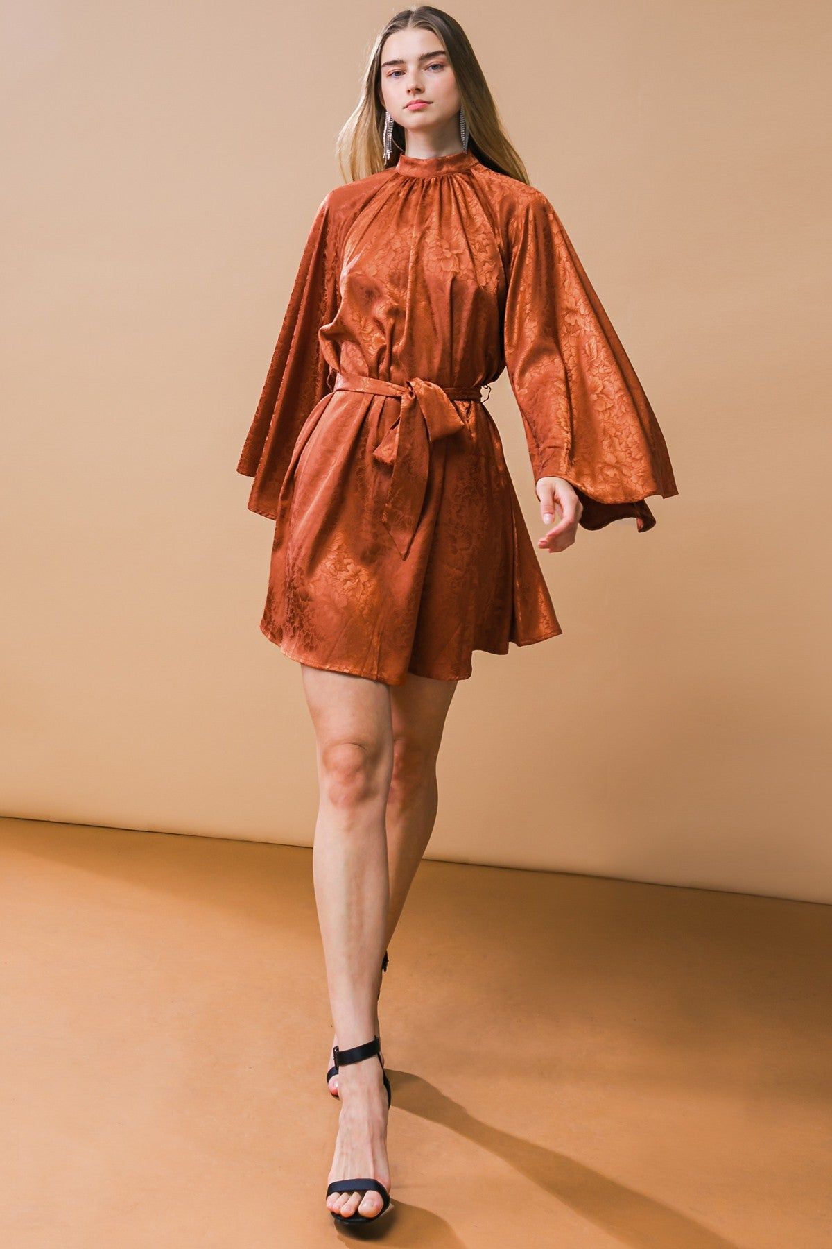 Brown Sash Tie Mini Dress sold by Pinkblush