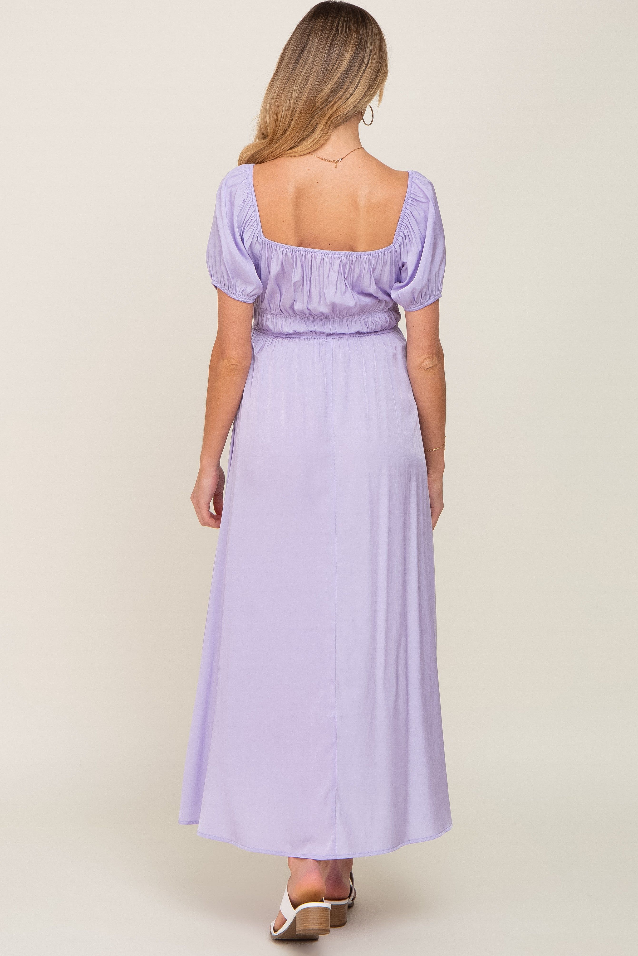 Lavender Puff Sleeve Maternity Maxi Dress sold by Pinkblush product image thumbnail 3