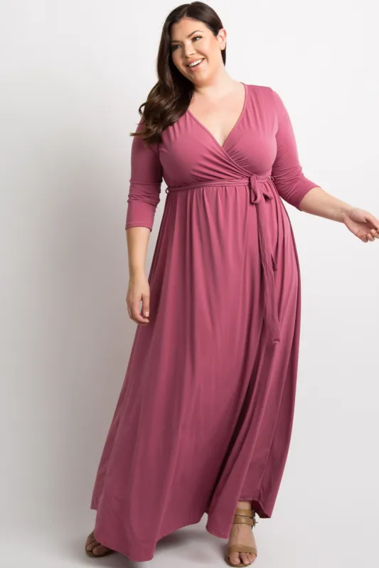 PinkBlush Mauve Sash Tie Wrap Plus Maxi Dress sold by Pinkblush