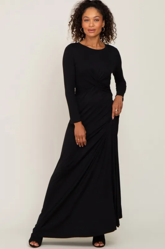Black Twisted Waist Maxi Dress sold by Pinkblush