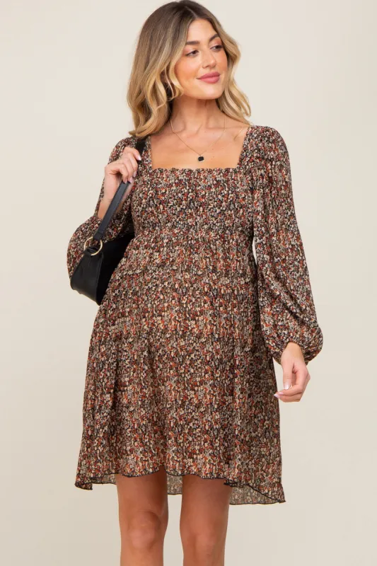 Black Floral Pleated Maternity Dress sold by Pinkblush