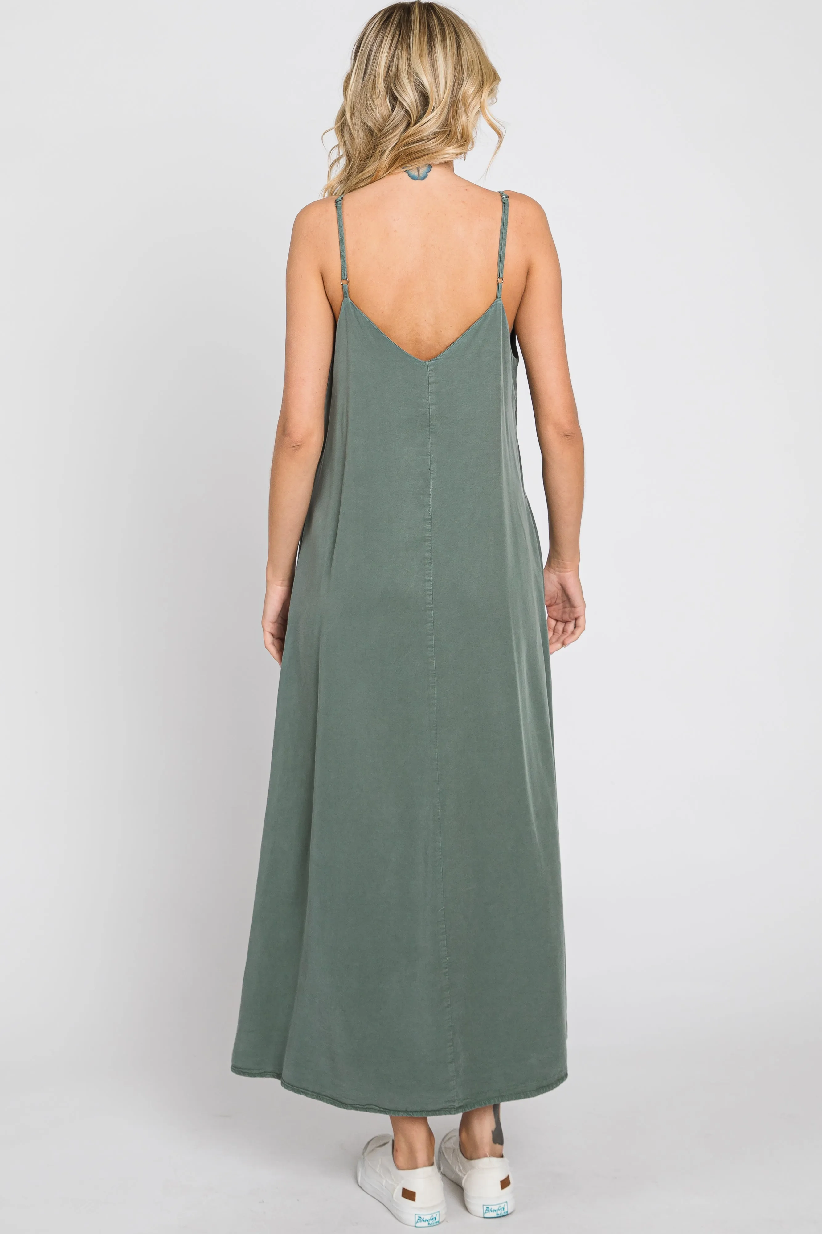 Olive Button Down Midi Tank Dress sold by Pinkblush product image thumbnail 3