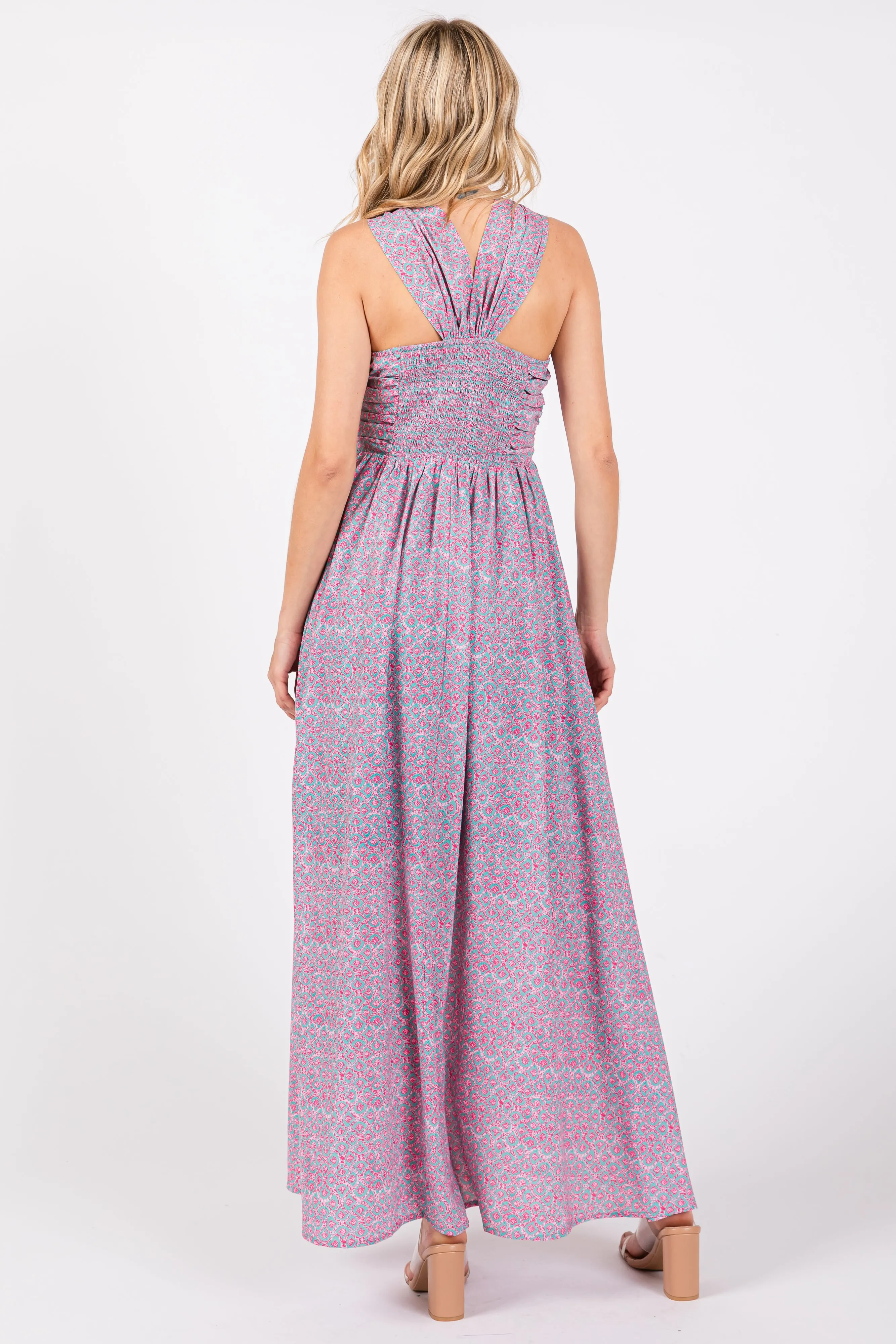 Teal Print Halter Maxi Dress sold by Pinkblush product image thumbnail 3