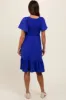 Royal Blue Smocked Ruffle Hem Maternity Dress sold by Pinkblush