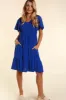 Royal Blue Smocked Ruffle Hem Maternity Dress sold by Pinkblush