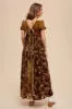 Camel Floral Burnout Velvet Maxi Dress sold by Pinkblush