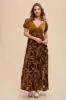 Camel Floral Burnout Velvet Maxi Dress sold by Pinkblush