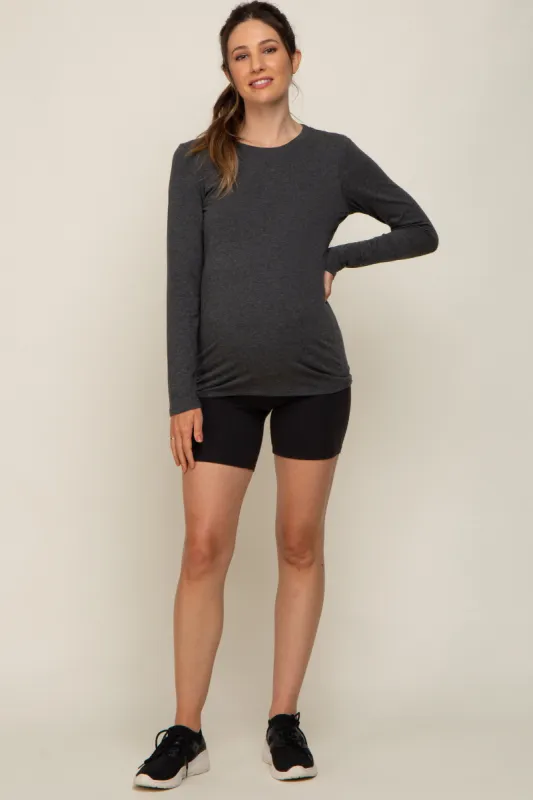 Charcoal Long Sleeve Maternity Top sold by Pinkblush