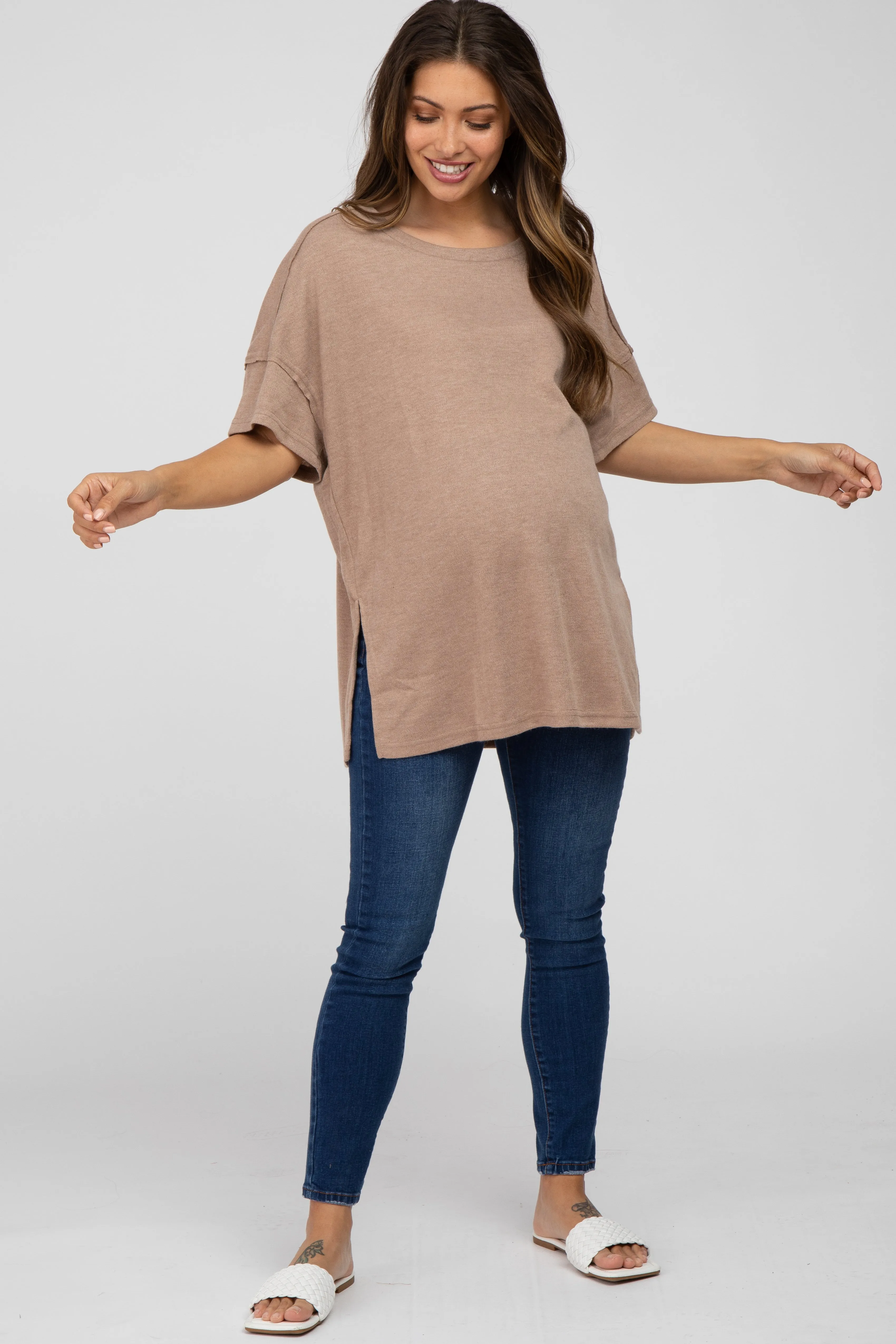 Mocha Knit Oversized Maternity Top sold by Pinkblush product image thumbnail 2