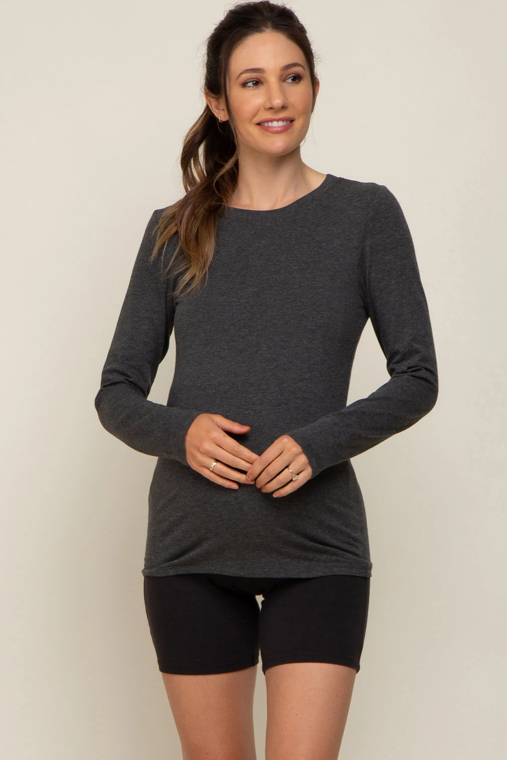 Charcoal Long Sleeve Maternity Top sold by Pinkblush product image thumbnail 2