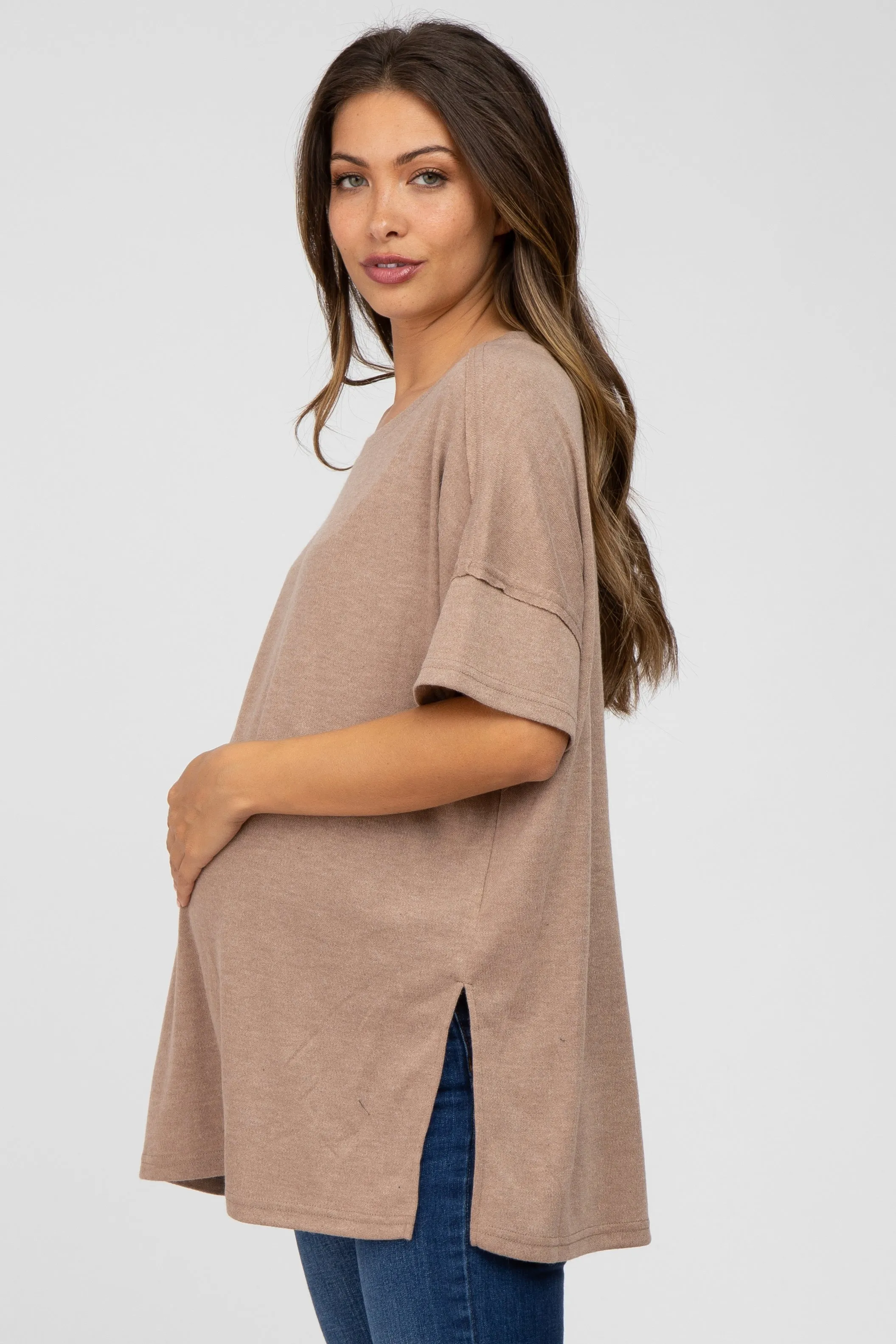 Mocha Knit Oversized Maternity Top sold by Pinkblush product image thumbnail 3