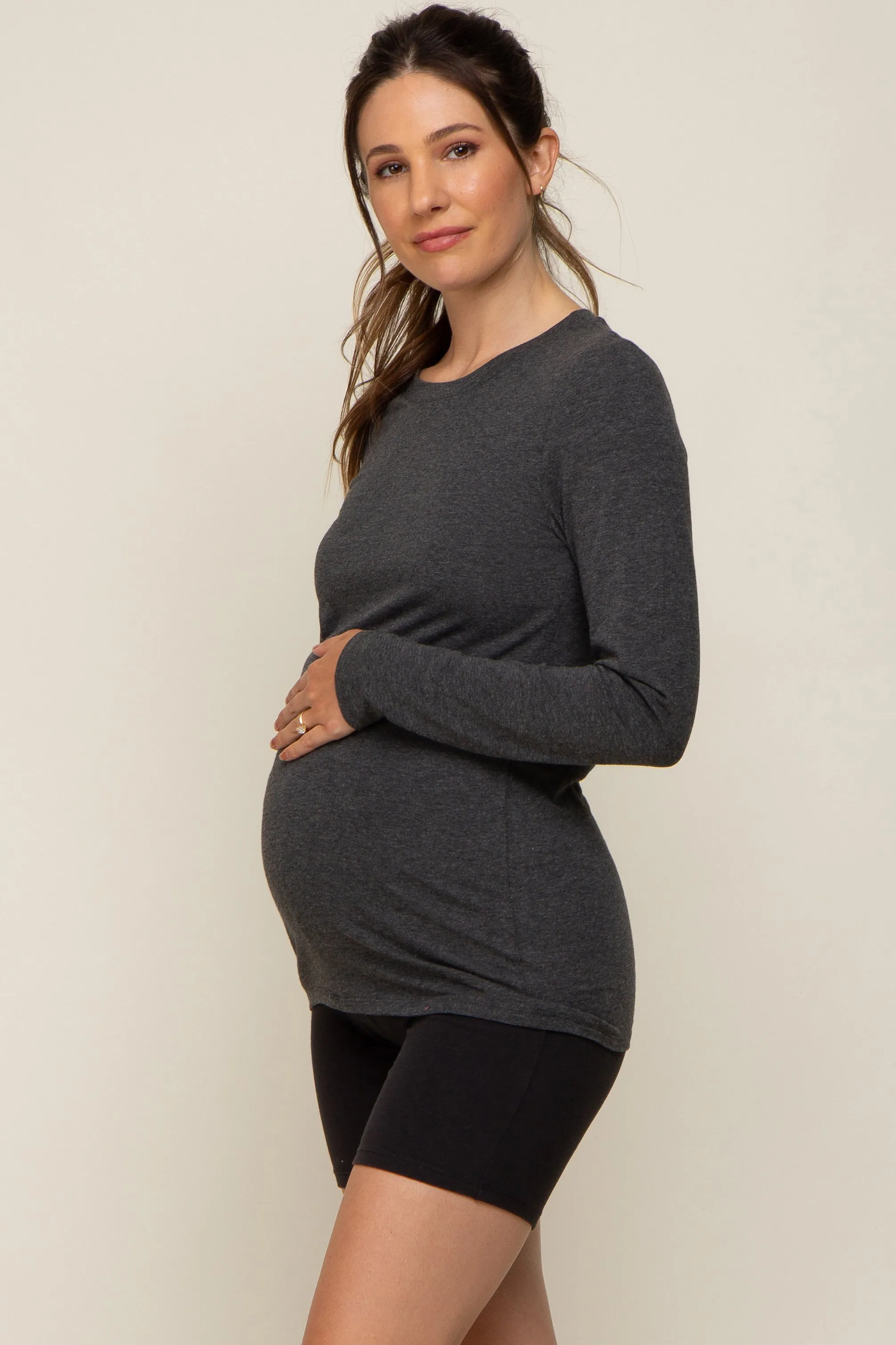 Charcoal Long Sleeve Maternity Top sold by Pinkblush product image thumbnail 3