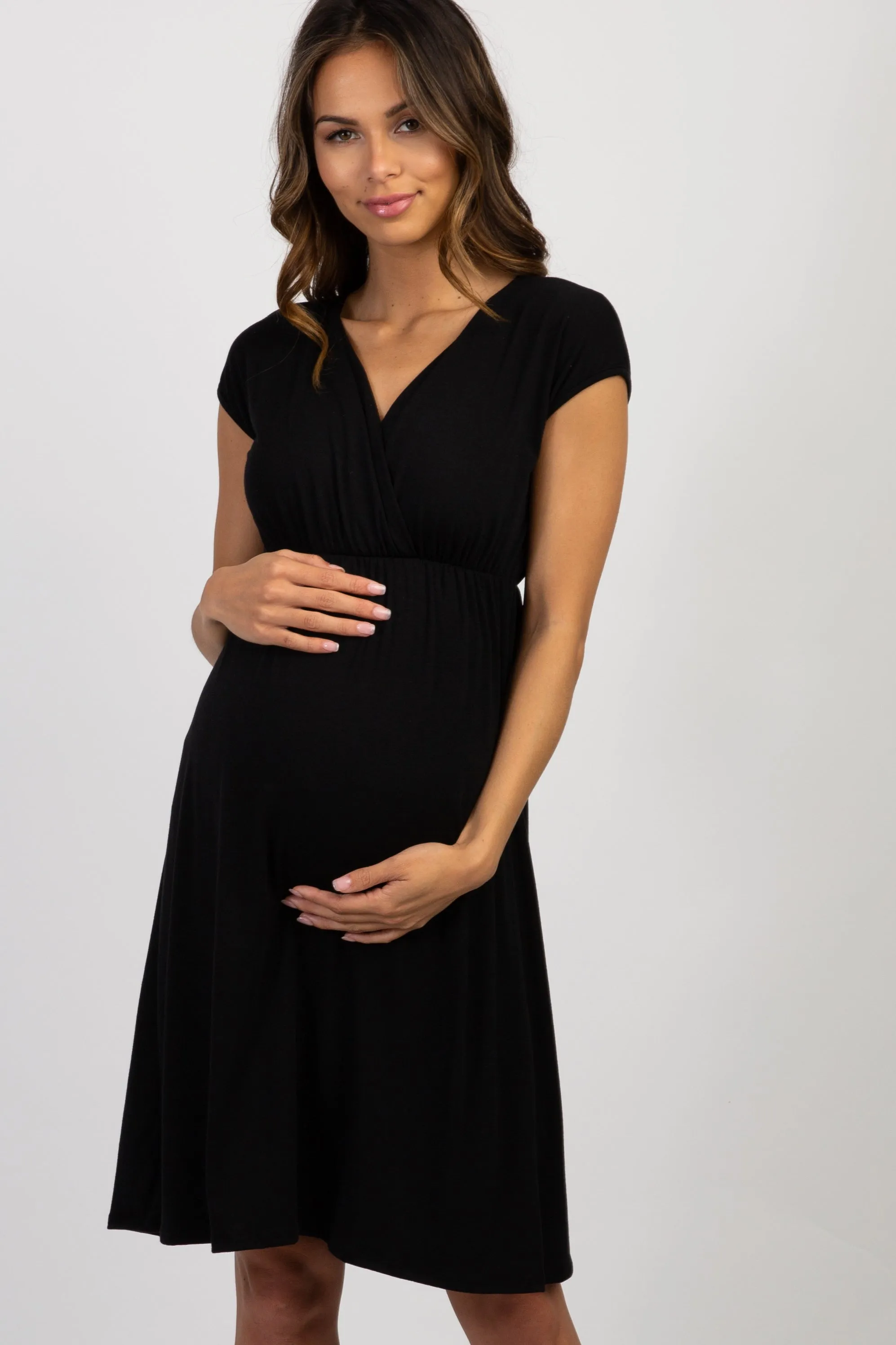 PinkBlush Black Draped Maternity/Nursing Dress sold by Pinkblush product image thumbnail 5