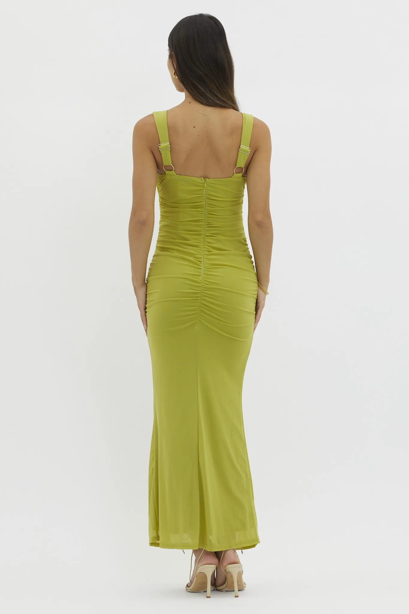 Light Olive Ruched Maxi Dress sold by Pinkblush product image thumbnail 2