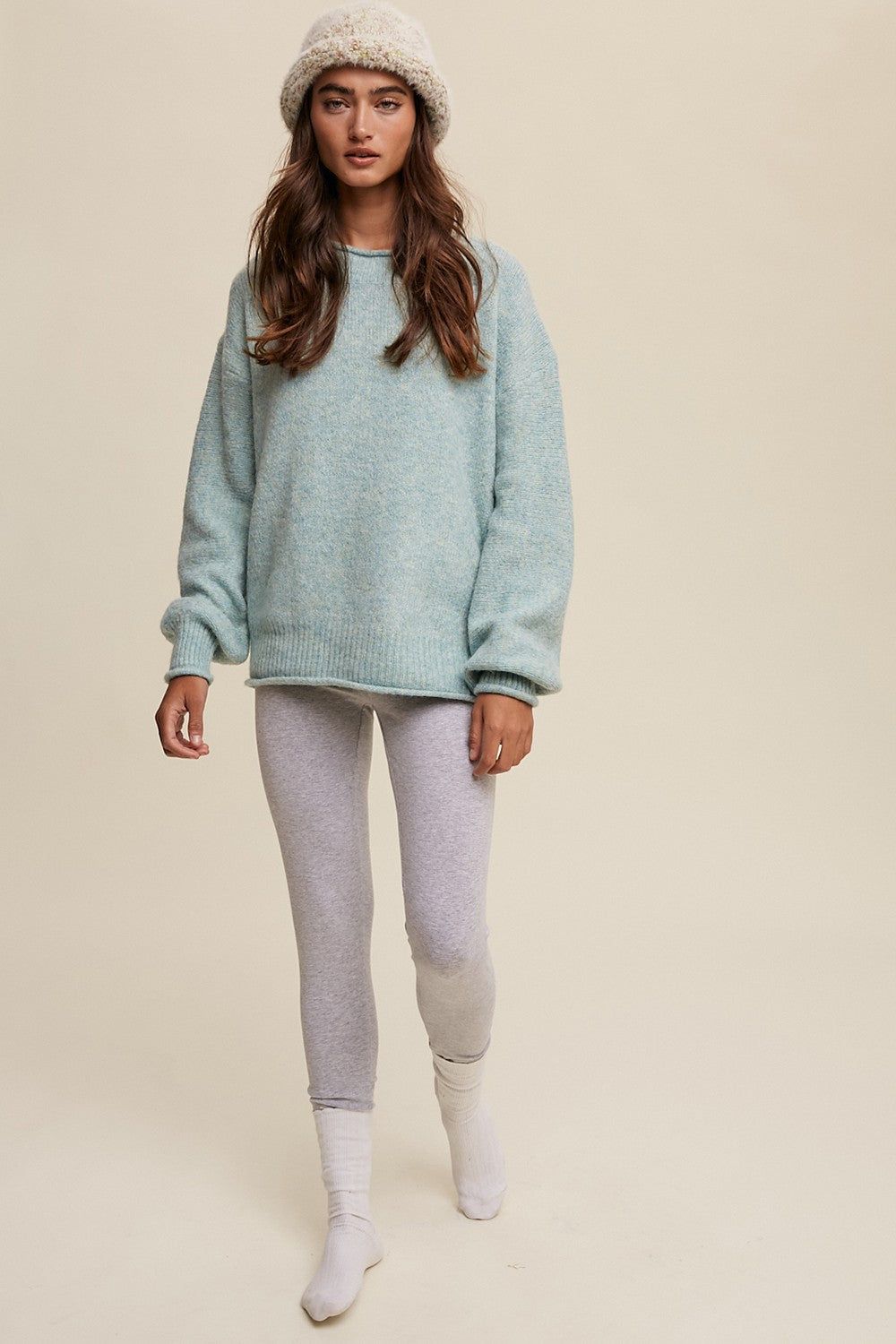 Jade Soft Knit Rolled Hem Sweater sold by Pinkblush product image thumbnail 4