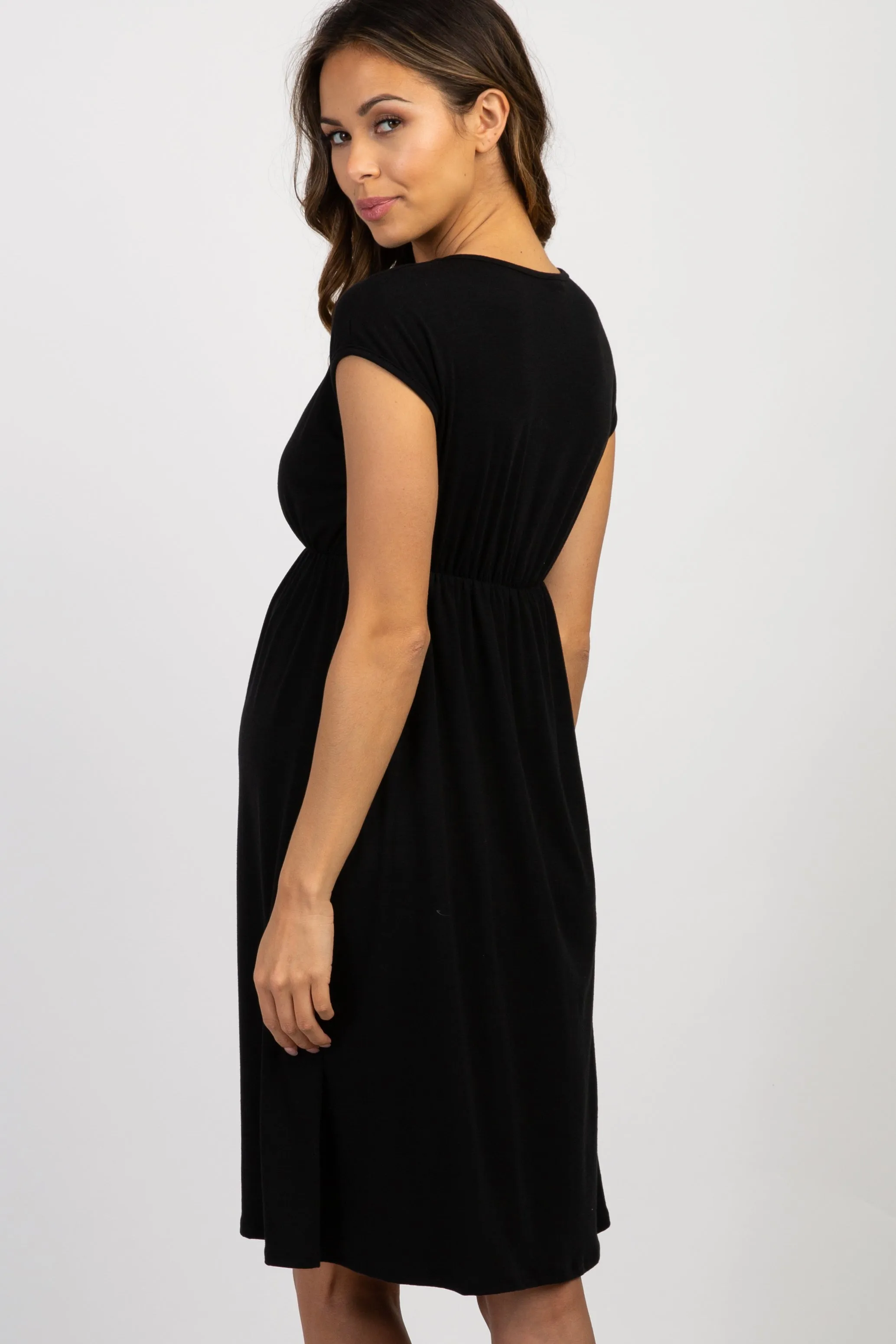 PinkBlush Black Draped Maternity/Nursing Dress sold by Pinkblush product image thumbnail 3