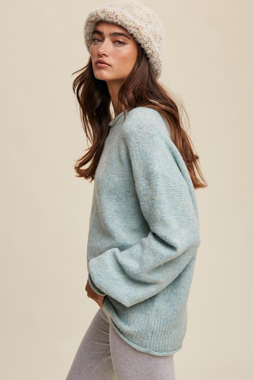 Jade Soft Knit Rolled Hem Sweater sold by Pinkblush product image thumbnail 2