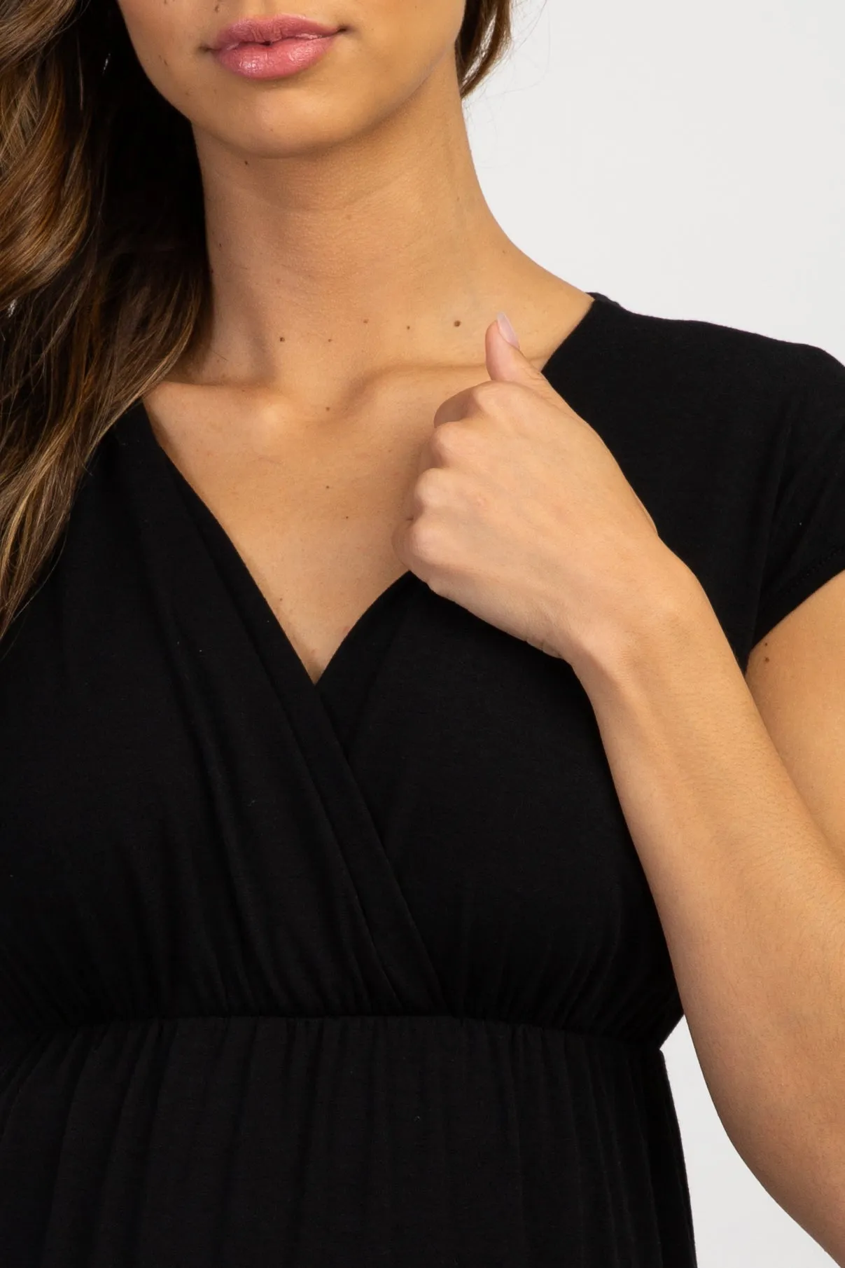 PinkBlush Black Draped Maternity/Nursing Dress sold by Pinkblush product image thumbnail 4