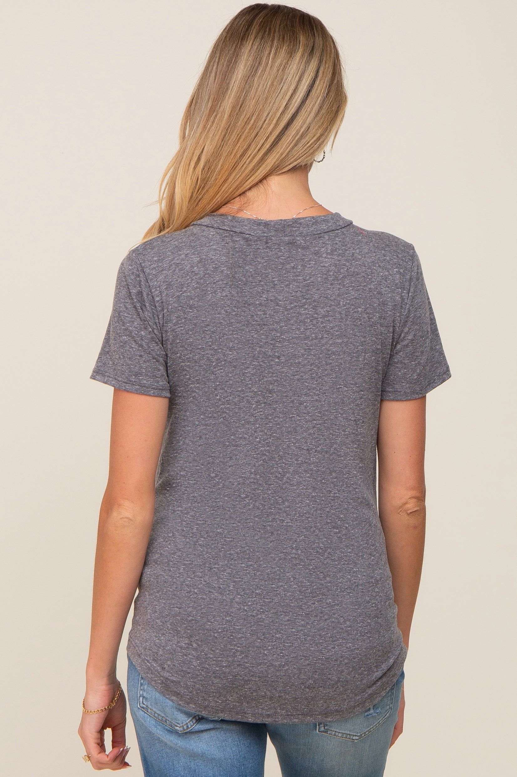 Charcoal V-Neck Short Sleeve Maternity Tee sold by Pinkblush product image thumbnail 3