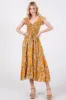 Yellow Tropical Print Smocked Short Sleeve Maternity Maxi Dress sold by Pinkblush