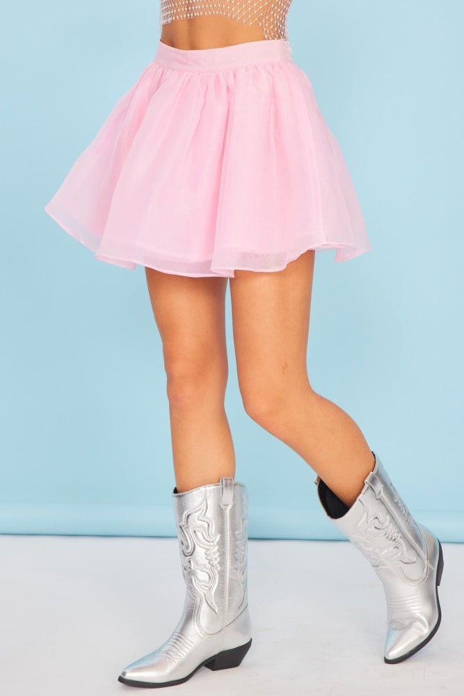 Ballet Pink Organza Flared Mini Skirt sold by Pinkblush product image thumbnail 3