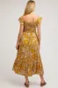 Yellow Tropical Print Smocked Short Sleeve Maternity Maxi Dress sold by Pinkblush