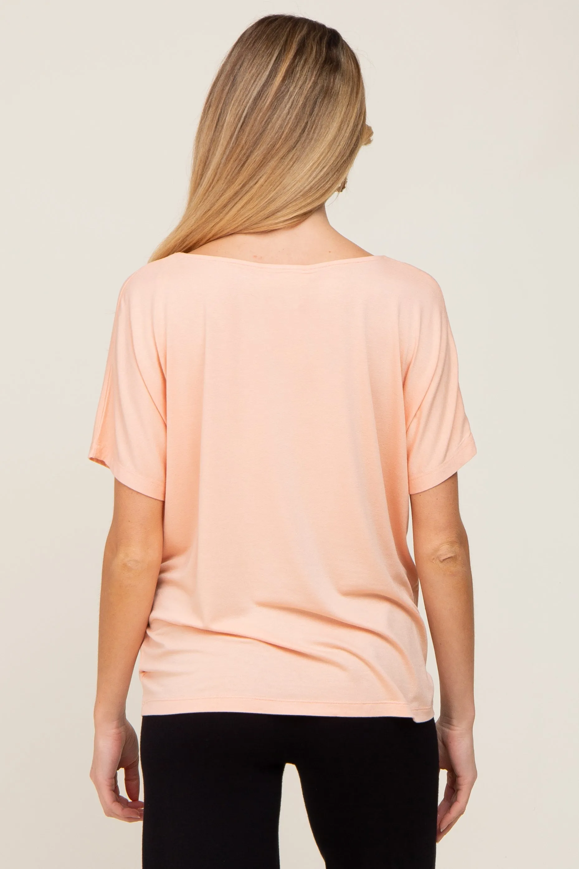 Peach V-Neck Maternity Dolman Sleeve Top sold by Pinkblush product image thumbnail 3