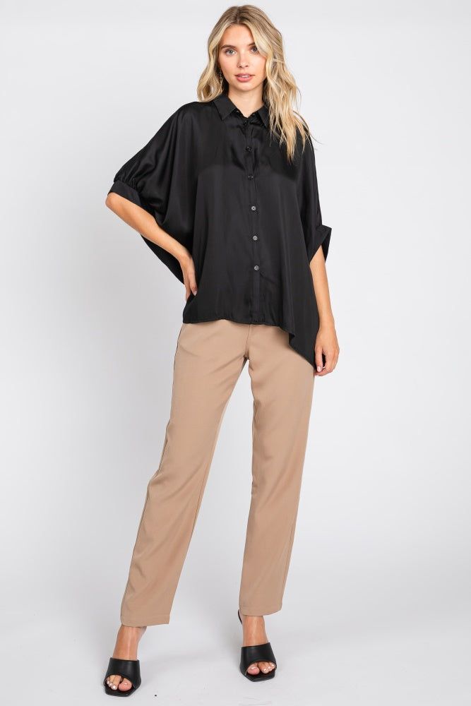 Black Oversized Button Down Blouse sold by Pinkblush product image thumbnail 4