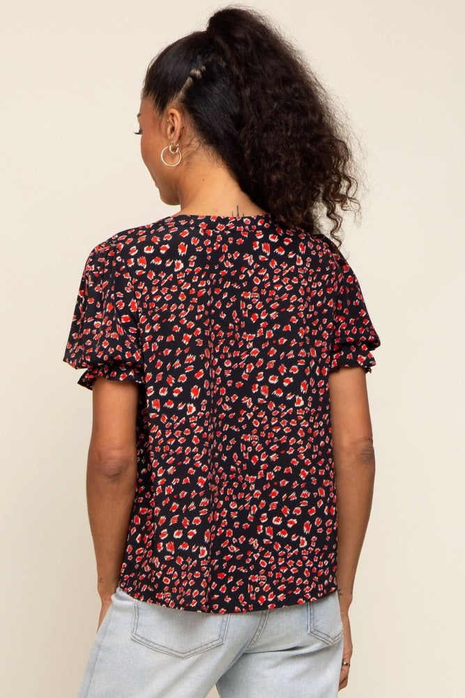 Black Printed Puff Sleeve Blouse sold by Pinkblush product image thumbnail 3
