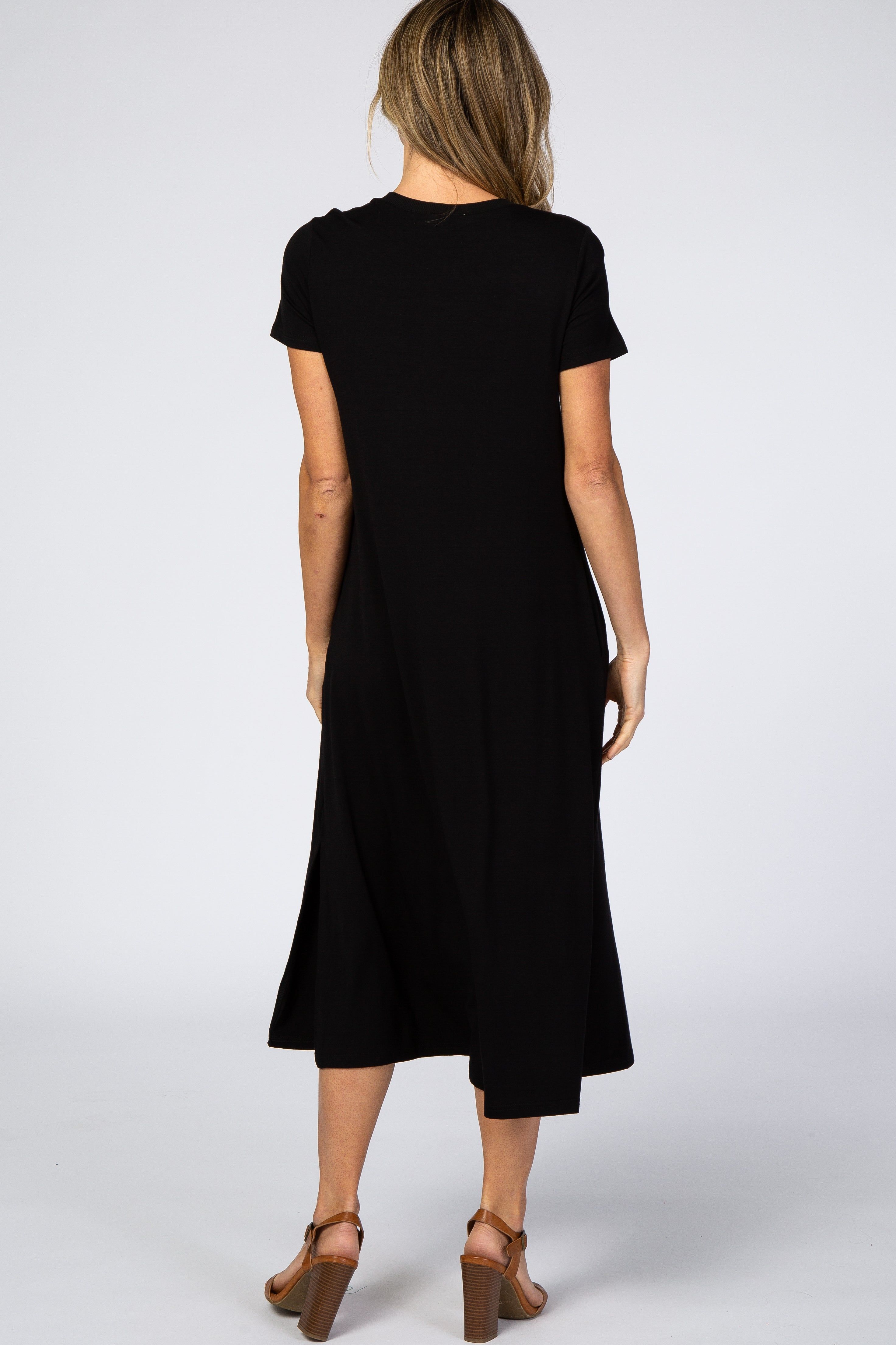 Black Side Slit Midi Dress sold by Pinkblush product image thumbnail 3
