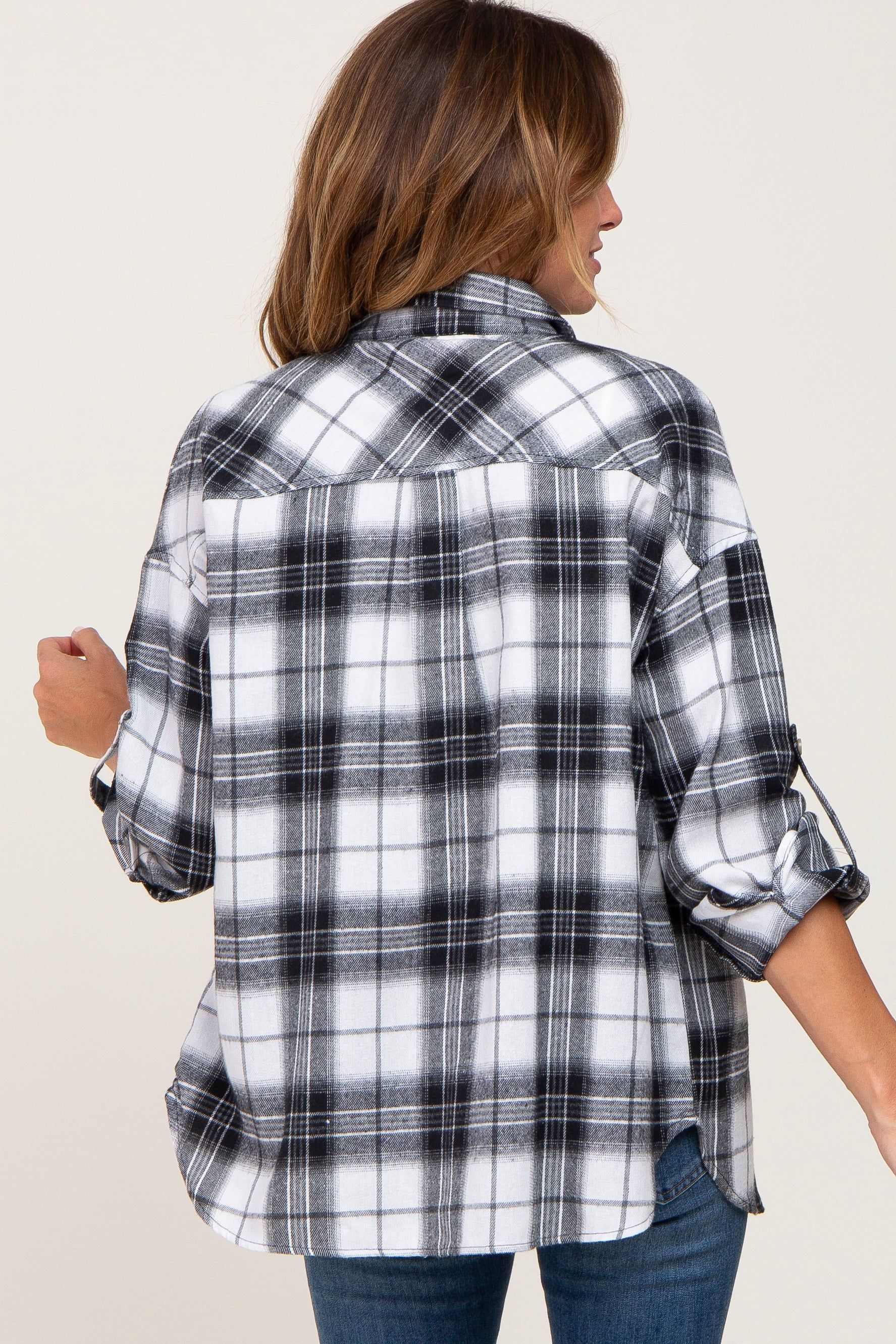 Black Plaid Flannel Top sold by Pinkblush product image thumbnail 3