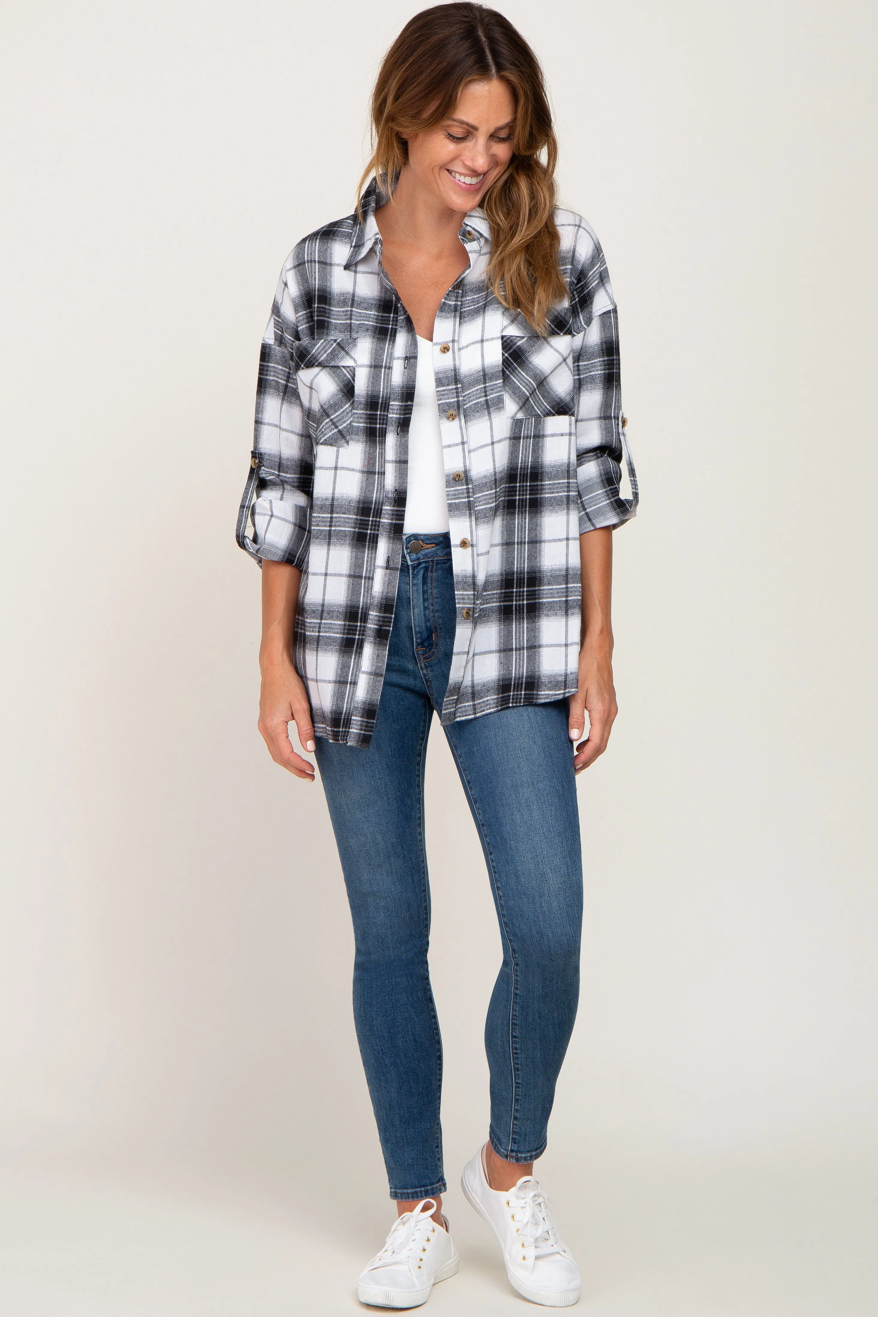 Black Plaid Flannel Top sold by Pinkblush product image thumbnail 4