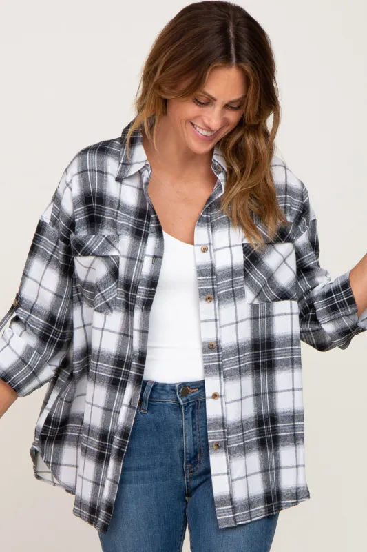 Black Plaid Flannel Top sold by Pinkblush