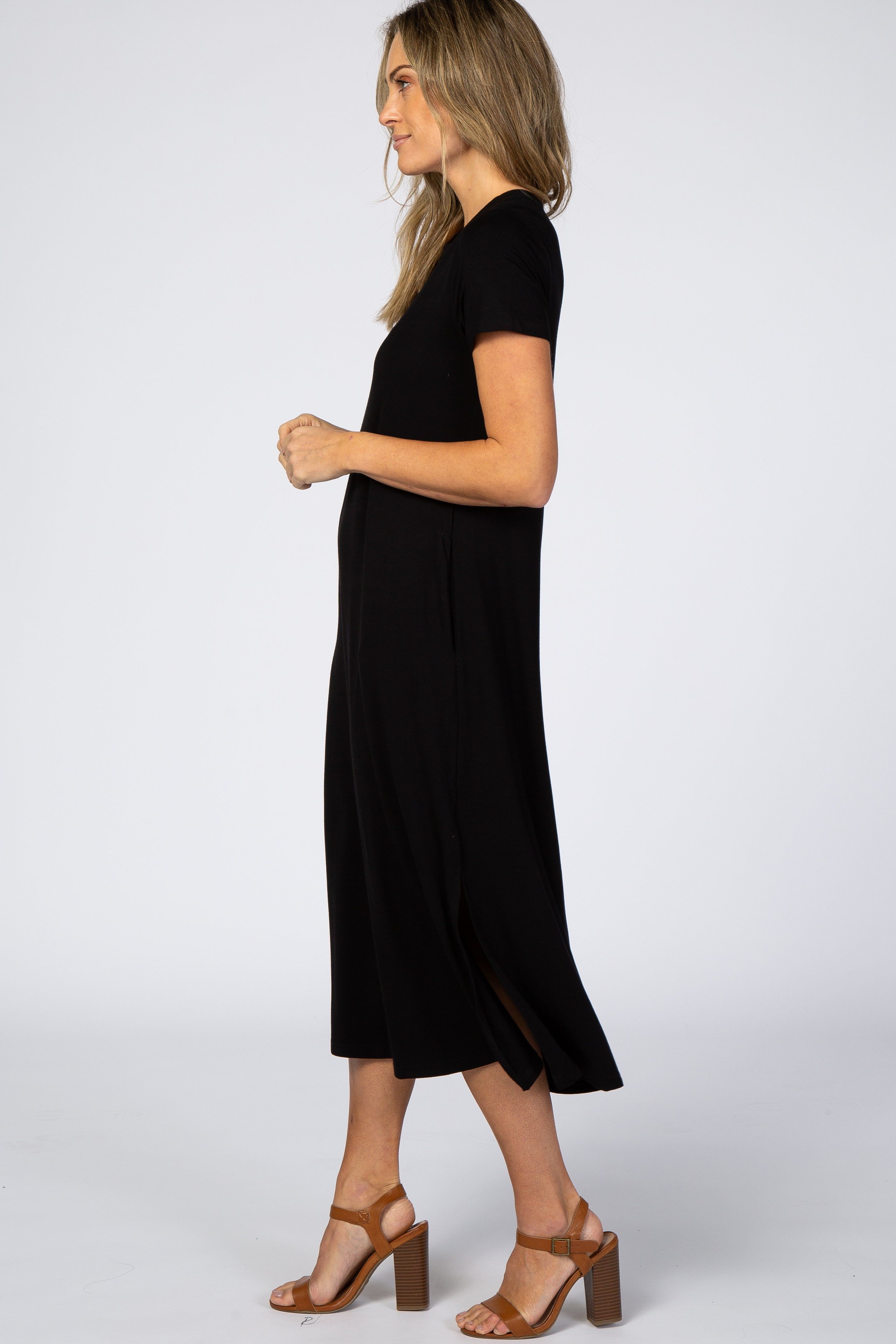 Black Side Slit Midi Dress sold by Pinkblush product image thumbnail 2