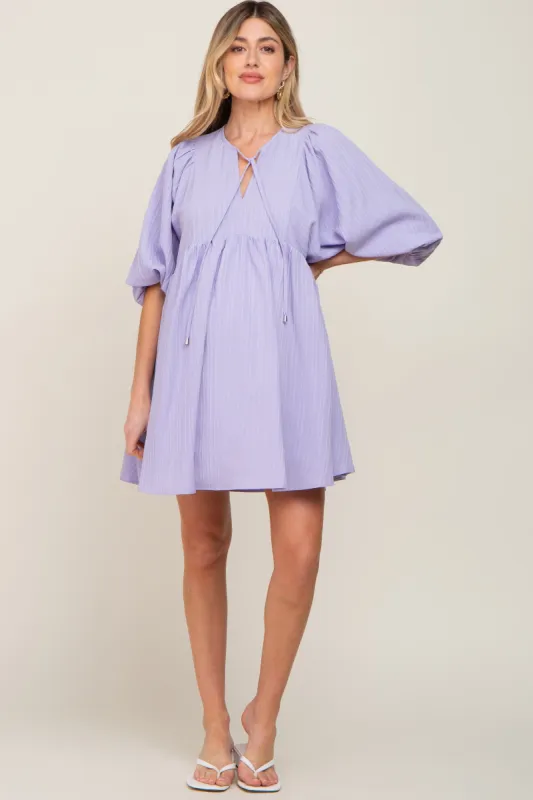 Lavender Textured Stripe Babydoll Maternity Dress sold by Pinkblush