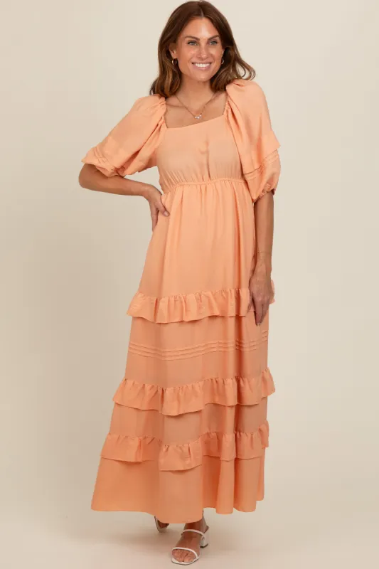 Peach Ruffle Tiered Maxi Dress sold by Pinkblush